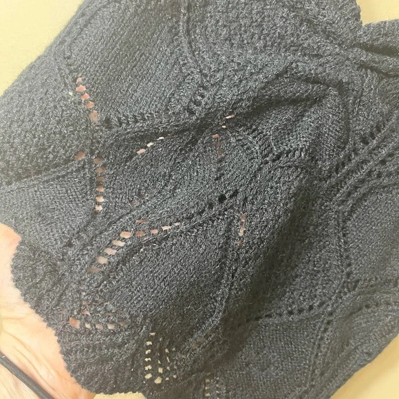 Black‎ Knit Ruffle Sweater Tank Top Size XS-S Boho Cottagecore Romantic - Picture 3 of 8